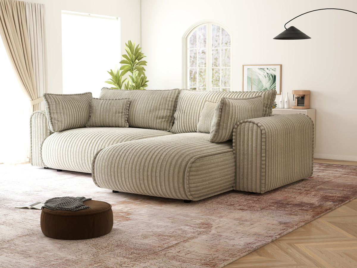 Colțar extensibil dumonde cu ladă de depozitare Monaco L Tilia Bej II 270x190 cm
