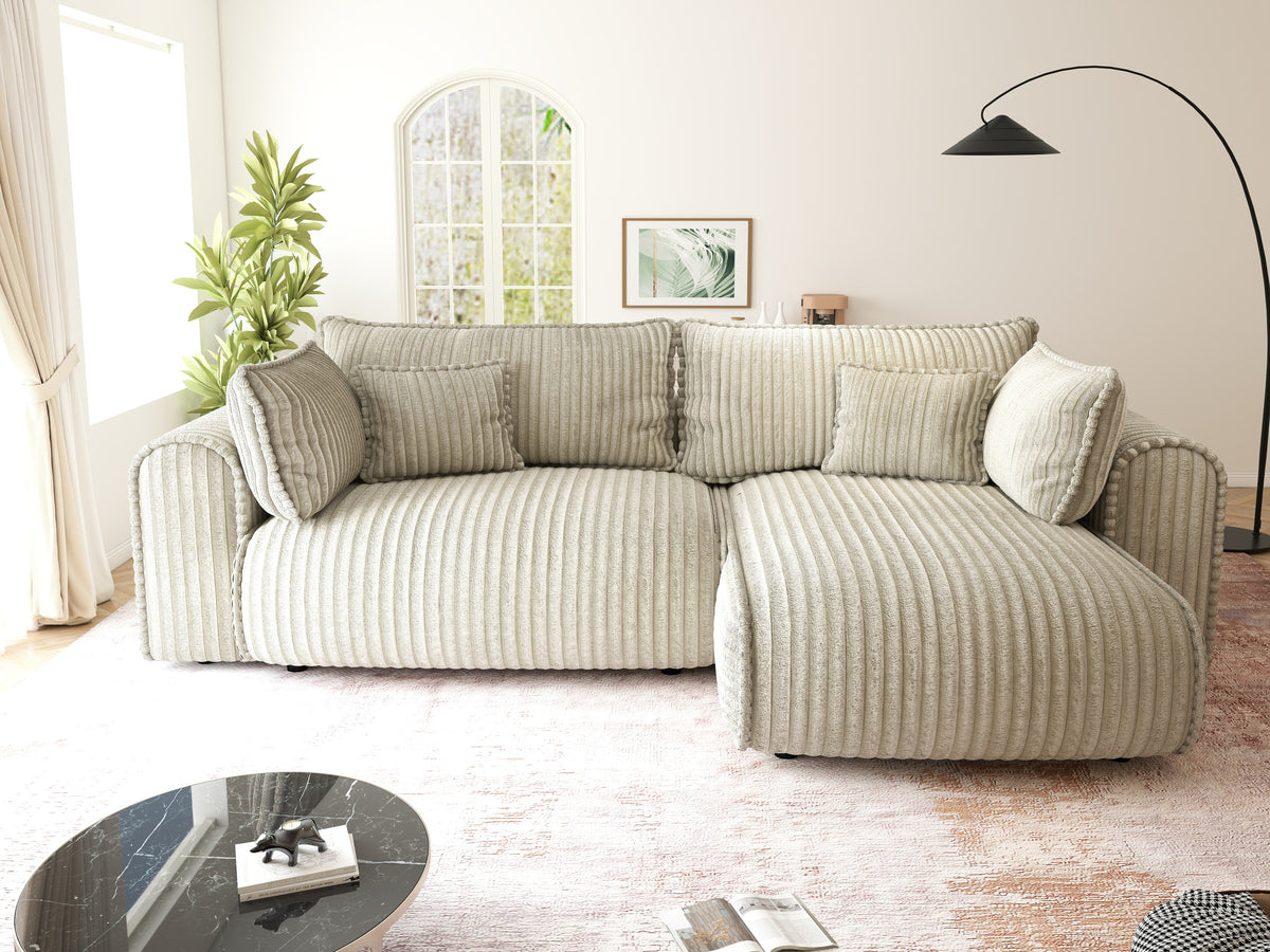 Colțar extensibil dumonde cu ladă de depozitare Monaco L Tilia Bej II 270x190 cm