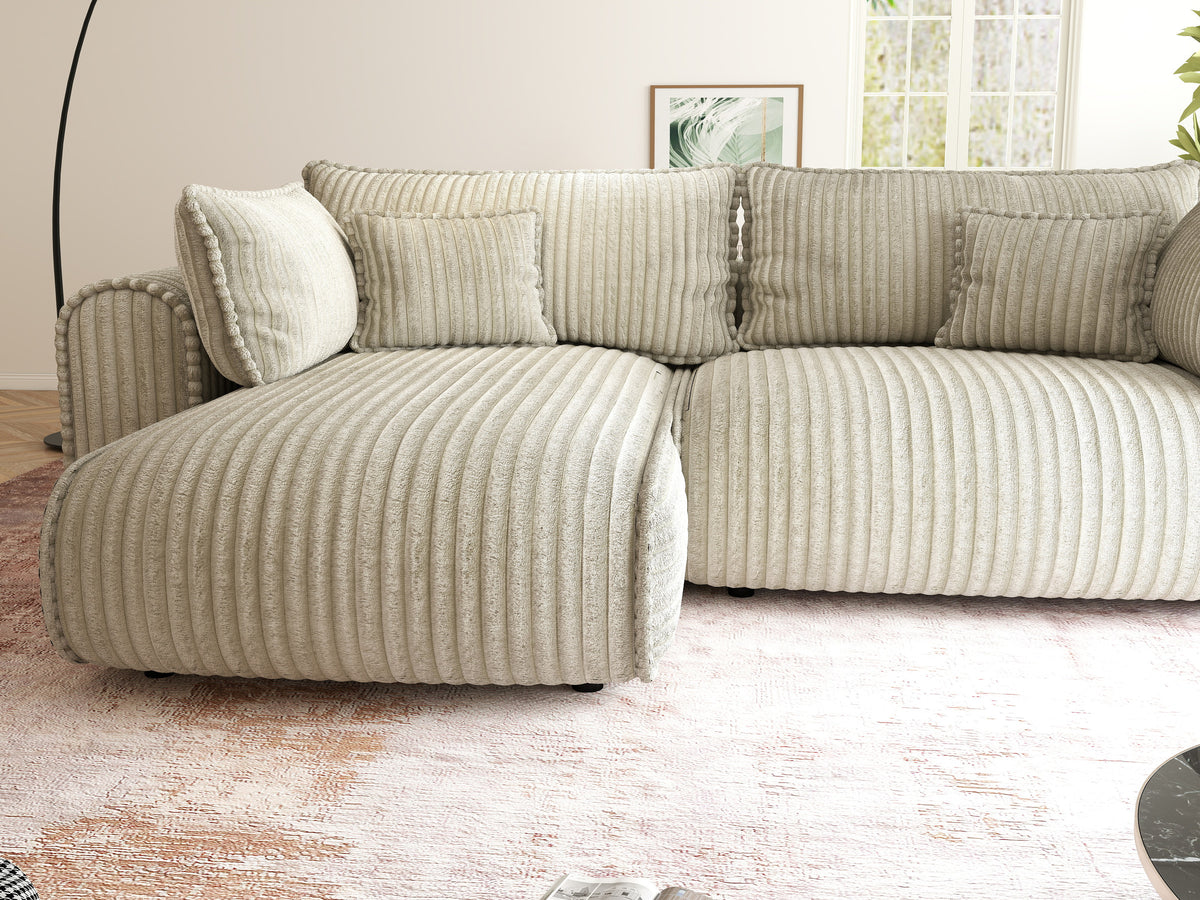 Colțar extensibil dumonde cu ladă de depozitare Monaco L Tilia Bej 270x190 cm