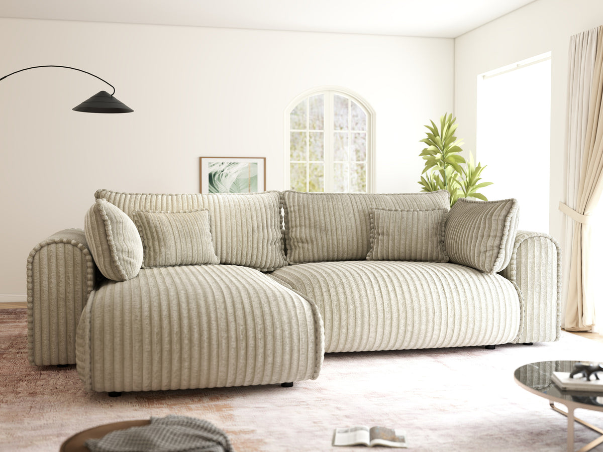 Colțar extensibil dumonde cu ladă de depozitare Monaco L Tilia Bej 270x190 cm