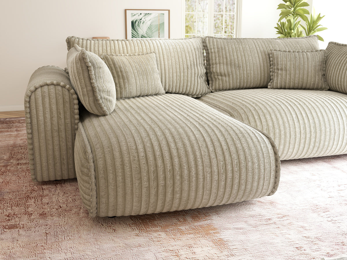 Colțar extensibil dumonde cu ladă de depozitare Monaco L Tilia Bej 270x190 cm