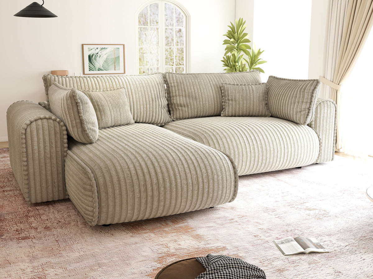 Colțar extensibil dumonde cu ladă de depozitare Monaco L Tilia Bej 270x190 cm
