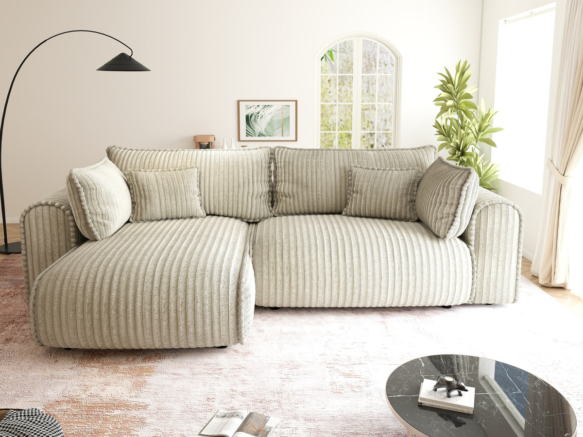 Colțar extensibil dumonde cu ladă de depozitare Monaco L Tilia Bej 270x190 cm