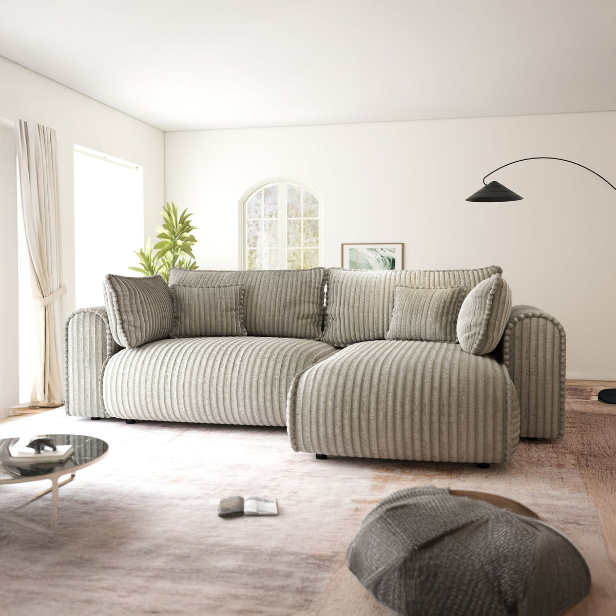Colțar extensibil dumonde cu ladă de depozitare Monaco L Tilia Capucino II 270x190 cm