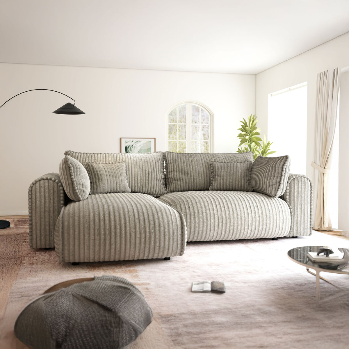Colțar extensibil dumonde cu ladă de depozitare Monaco L Tilia Capucino 270x190 cm