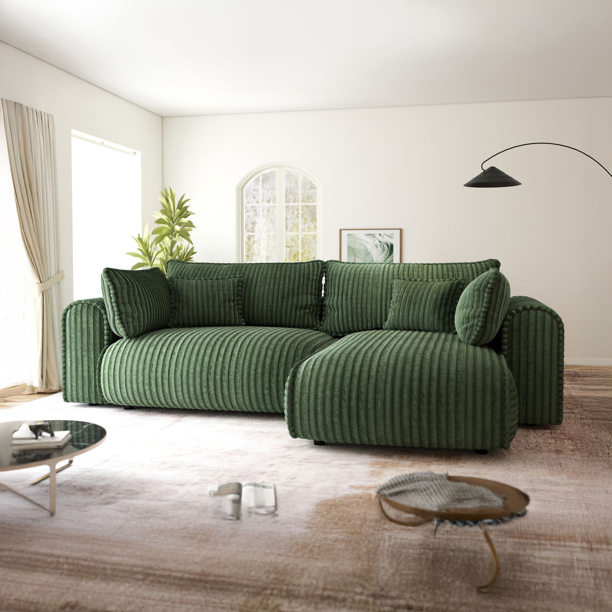 Colțar extensibil dumonde cu ladă de depozitare Monaco L Tilia Verde II 270x190 cm