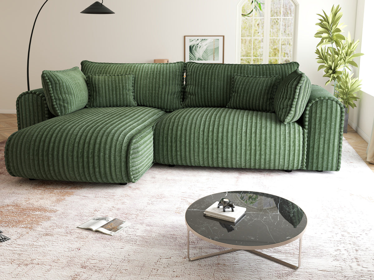 Colțar extensibil dumonde cu ladă de depozitare Monaco L Tilia Verde 270x190 cm
