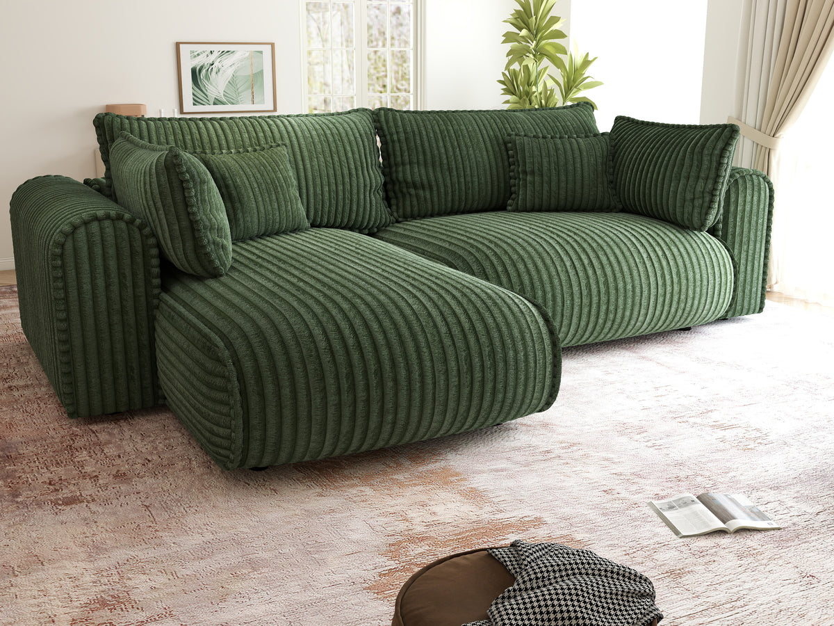 Colțar extensibil dumonde cu ladă de depozitare Monaco L Tilia Verde 270x190 cm