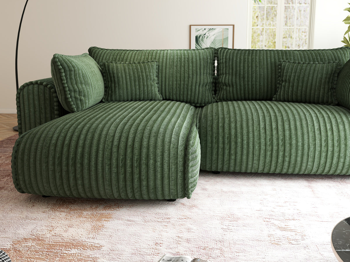 Colțar extensibil dumonde cu ladă de depozitare Monaco L Tilia Verde 270x190 cm