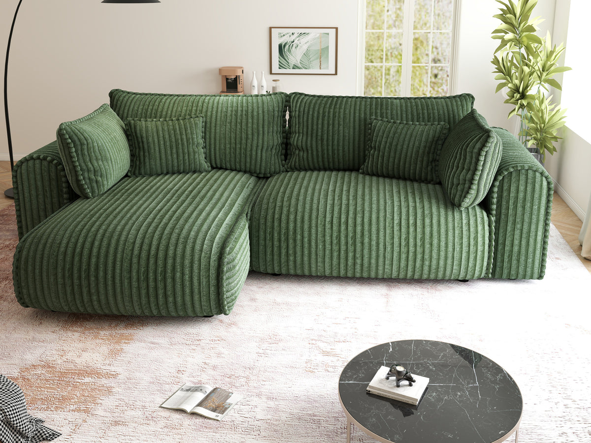 Colțar extensibil dumonde cu ladă de depozitare Monaco L Tilia Verde 270x190 cm