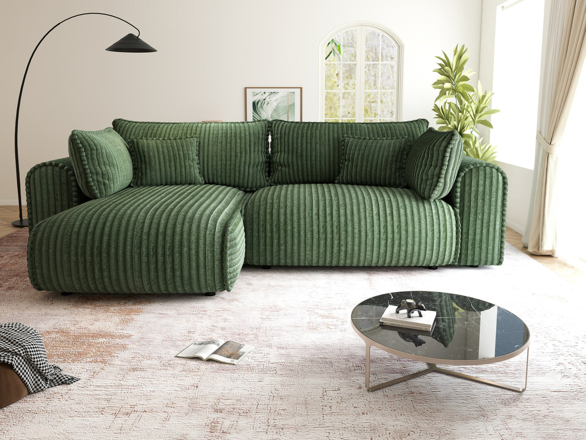 Colțar extensibil dumonde cu ladă de depozitare Monaco L Tilia Verde 270x190 cm