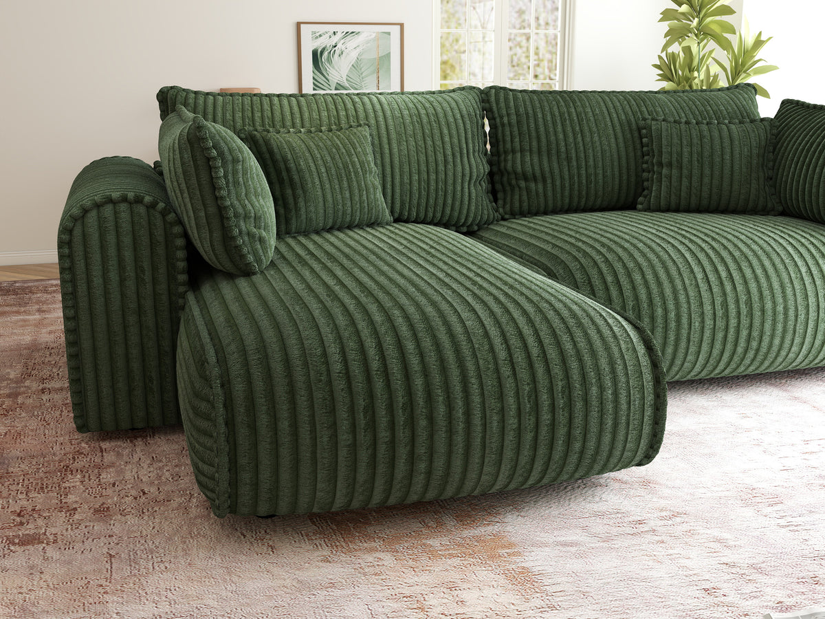Colțar extensibil dumonde cu ladă de depozitare Monaco L Tilia Verde 270x190 cm
