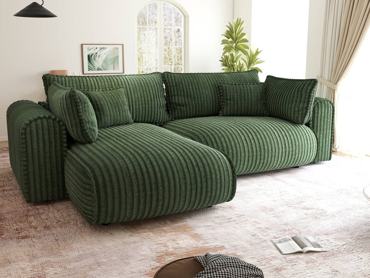 Colțar extensibil dumonde cu ladă de depozitare Monaco L Tilia Verde 270x190 cm