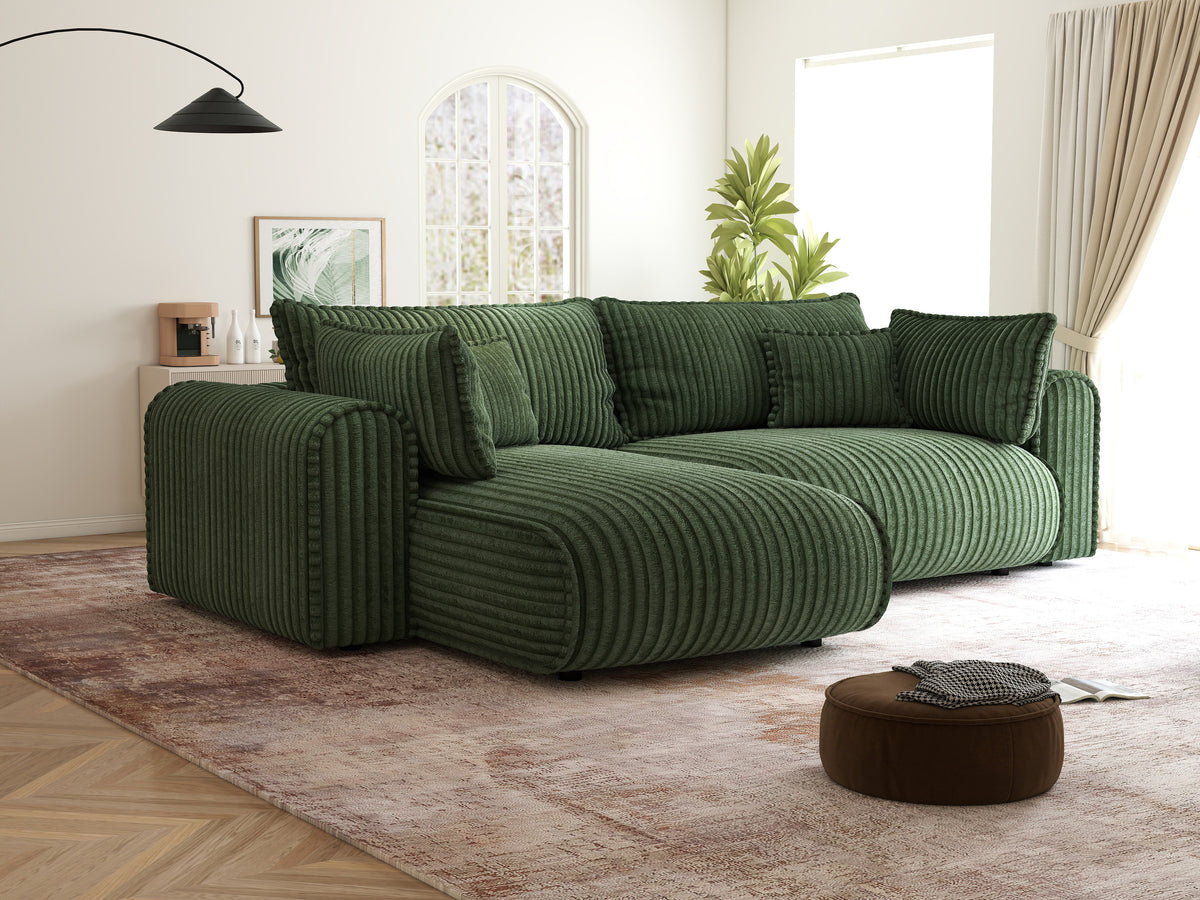 Colțar extensibil dumonde cu ladă de depozitare Monaco L Tilia Verde 270x190 cm
