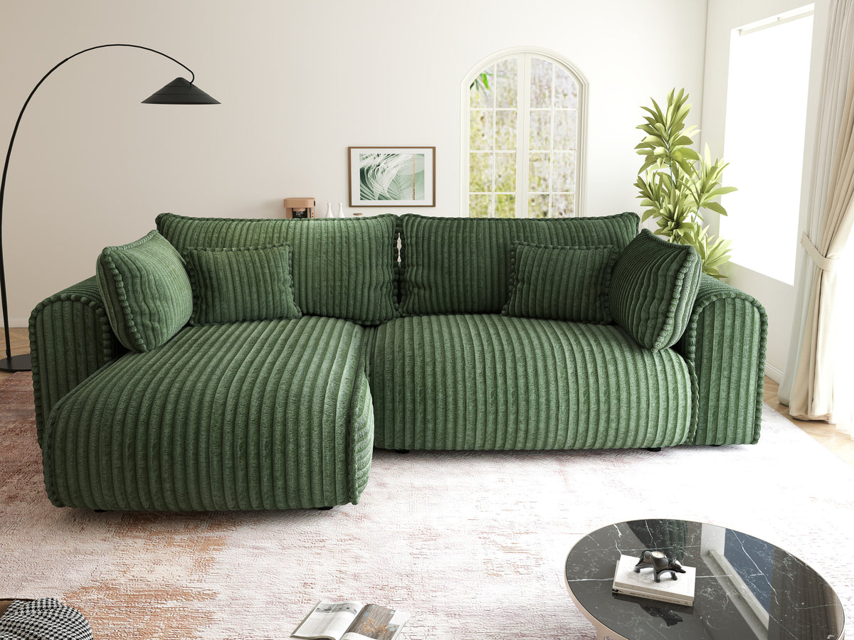 Colțar extensibil dumonde cu ladă de depozitare Monaco L Tilia Verde 270x190 cm