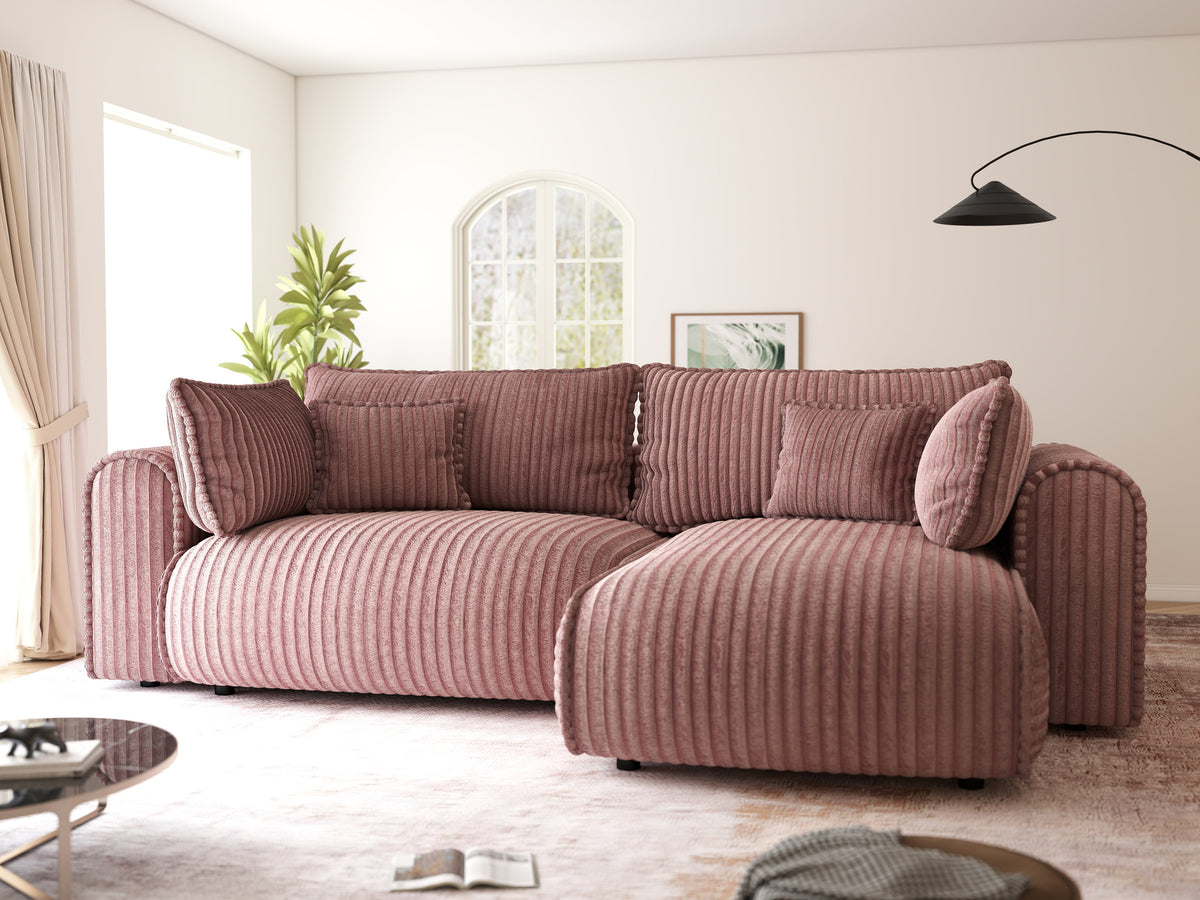 Colțar extensibil dumonde cu ladă de depozitare Monaco L Tilia Roz II 270x100 cm