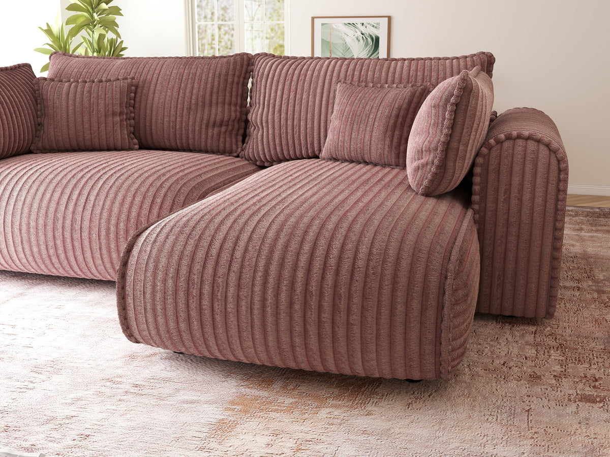 Colțar extensibil dumonde cu ladă de depozitare Monaco L Tilia Roz II 270x100 cm