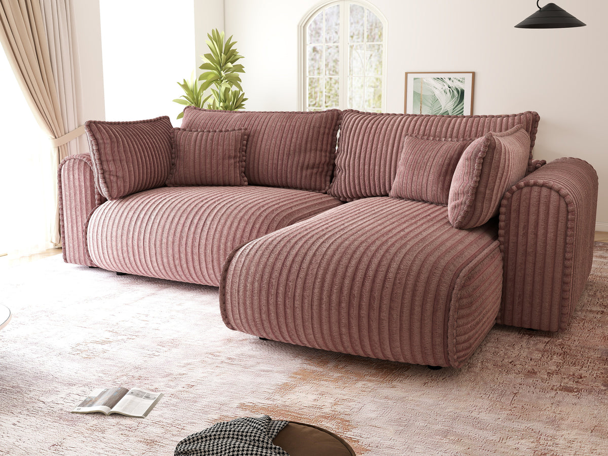 Colțar extensibil dumonde cu ladă de depozitare Monaco L Tilia Roz II 270x100 cm