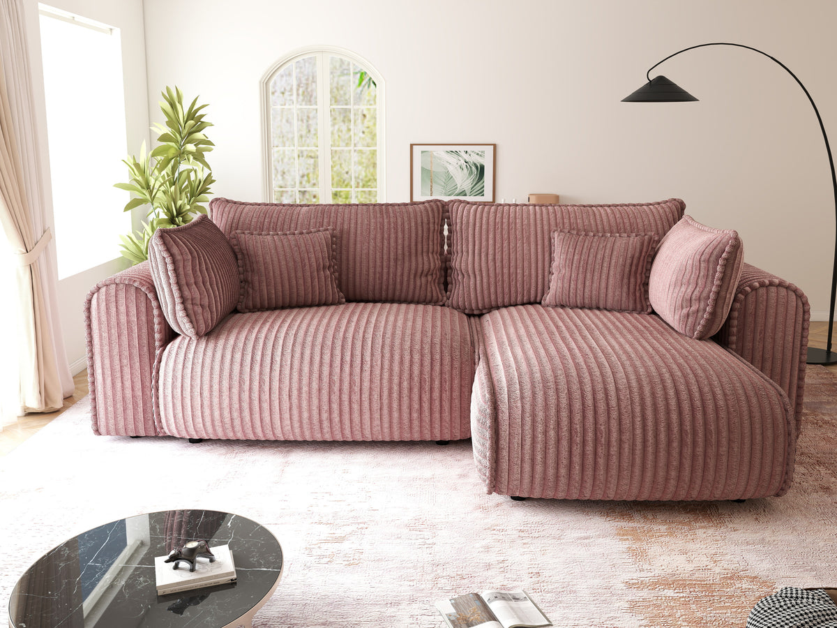 Colțar extensibil dumonde cu ladă de depozitare Monaco L Tilia Roz II 270x100 cm