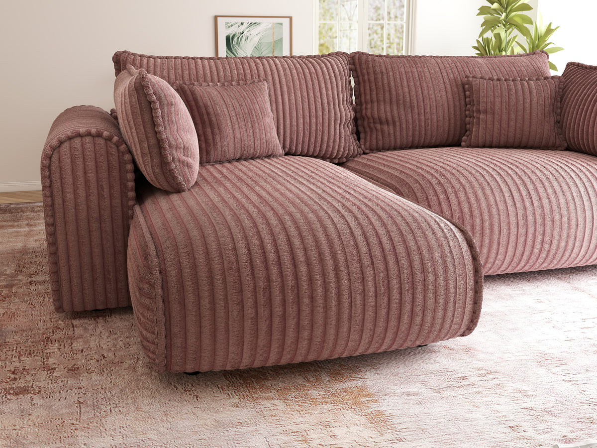 Colțar extensibil dumonde cu ladă de depozitare Monaco L Tilia Roz 270x100 cm