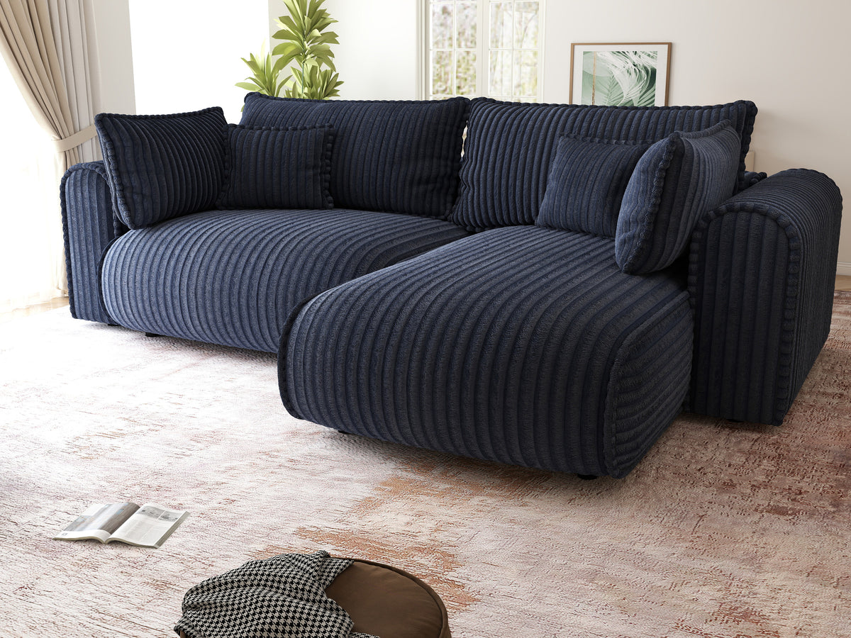 Colțar extensibil dumonde cu ladă de depozitare Monaco L Tilia Albastru II 270x100 cm