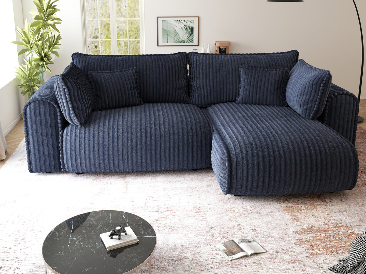 Colțar extensibil dumonde cu ladă de depozitare Monaco L Tilia Albastru II 270x100 cm
