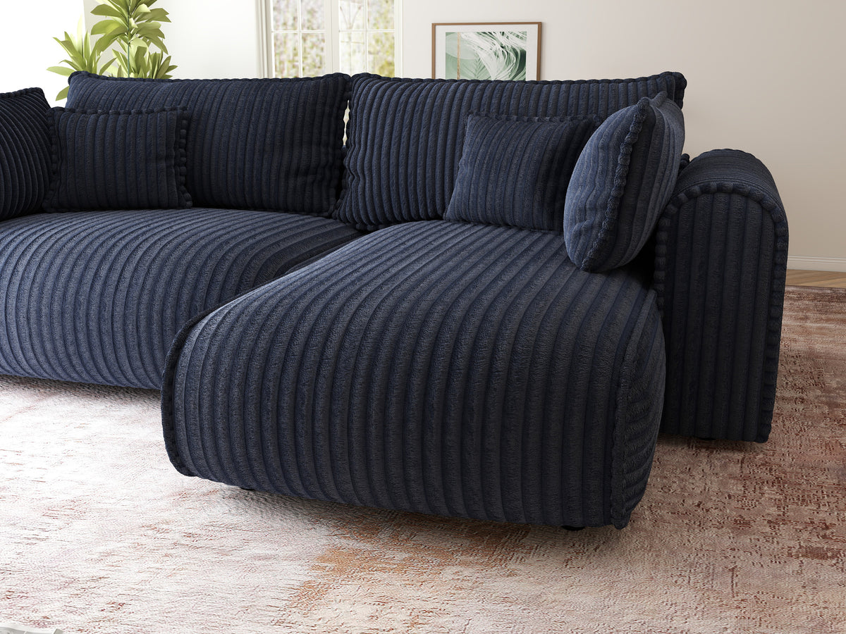 Colțar extensibil dumonde cu ladă de depozitare Monaco L Tilia Albastru II 270x100 cm