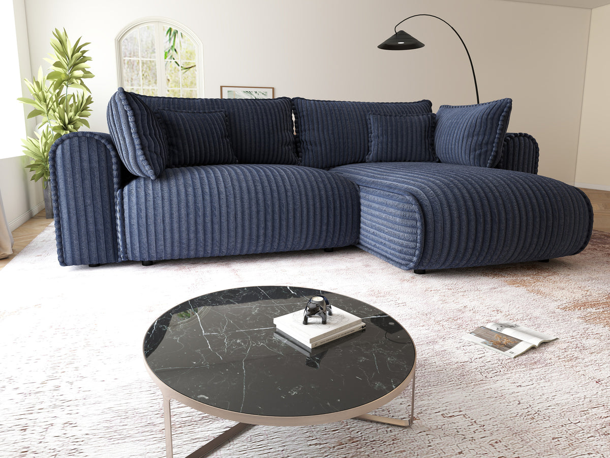 Colțar extensibil dumonde cu ladă de depozitare Monaco L Tilia Albastru II 270x100 cm