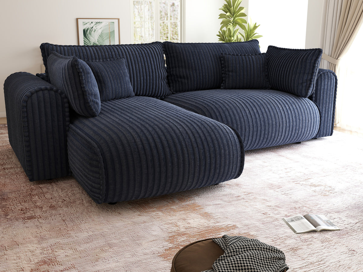 Colțar extensibil dumonde cu ladă de depozitare Monaco L Tilia Albastru 270x100 cm