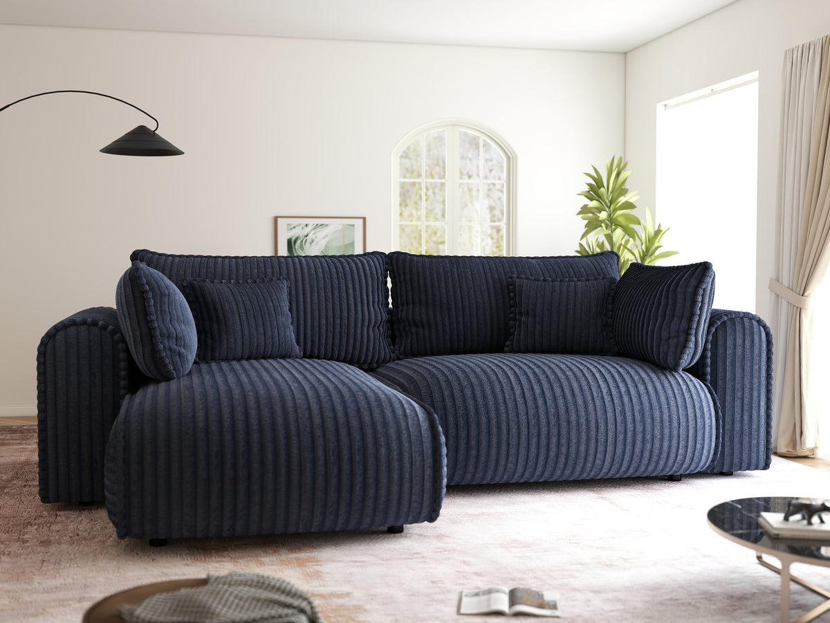 Colțar extensibil dumonde cu ladă de depozitare Monaco L Tilia Albastru 270x100 cm