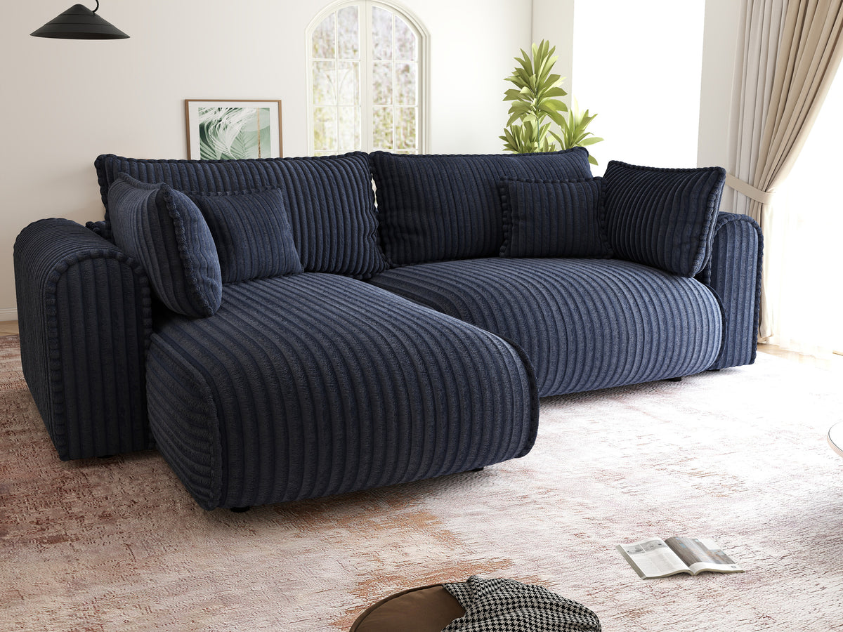 Colțar extensibil dumonde cu ladă de depozitare Monaco L Tilia Albastru 270x100 cm