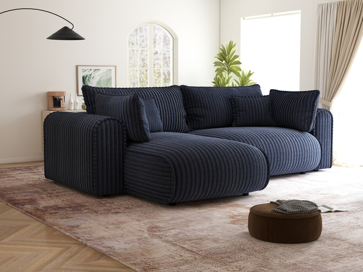 Colțar extensibil dumonde cu ladă de depozitare Monaco L Tilia Albastru 270x100 cm