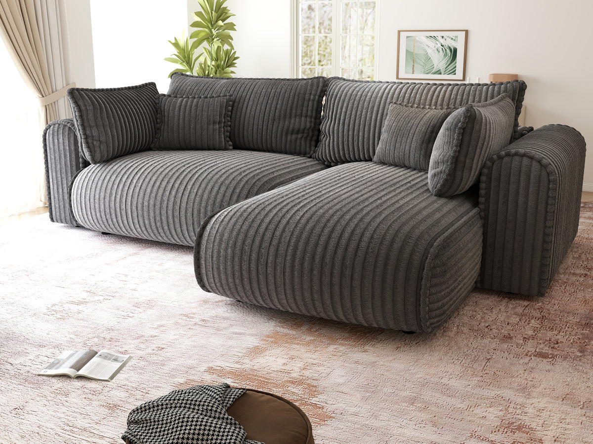 Colțar extensibil dumonde cu ladă de depozitare Monaco L Tilia Grafit II 270x190 cm