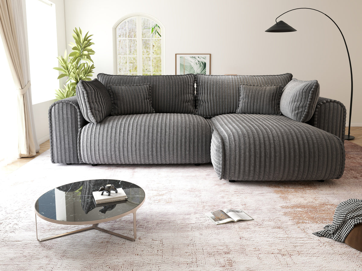 Colțar extensibil dumonde cu ladă de depozitare Monaco L Tilia Grafit II 270x190 cm