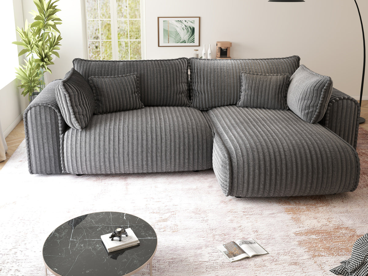 Colțar extensibil dumonde cu ladă de depozitare Monaco L Tilia Grafit II 270x190 cm
