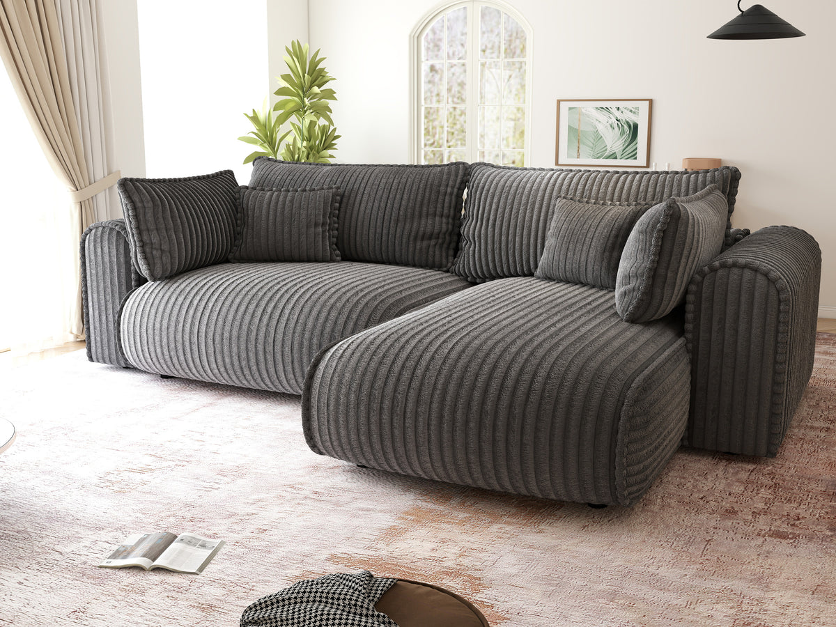 Colțar extensibil dumonde cu ladă de depozitare Monaco L Tilia Grafit II 270x190 cm