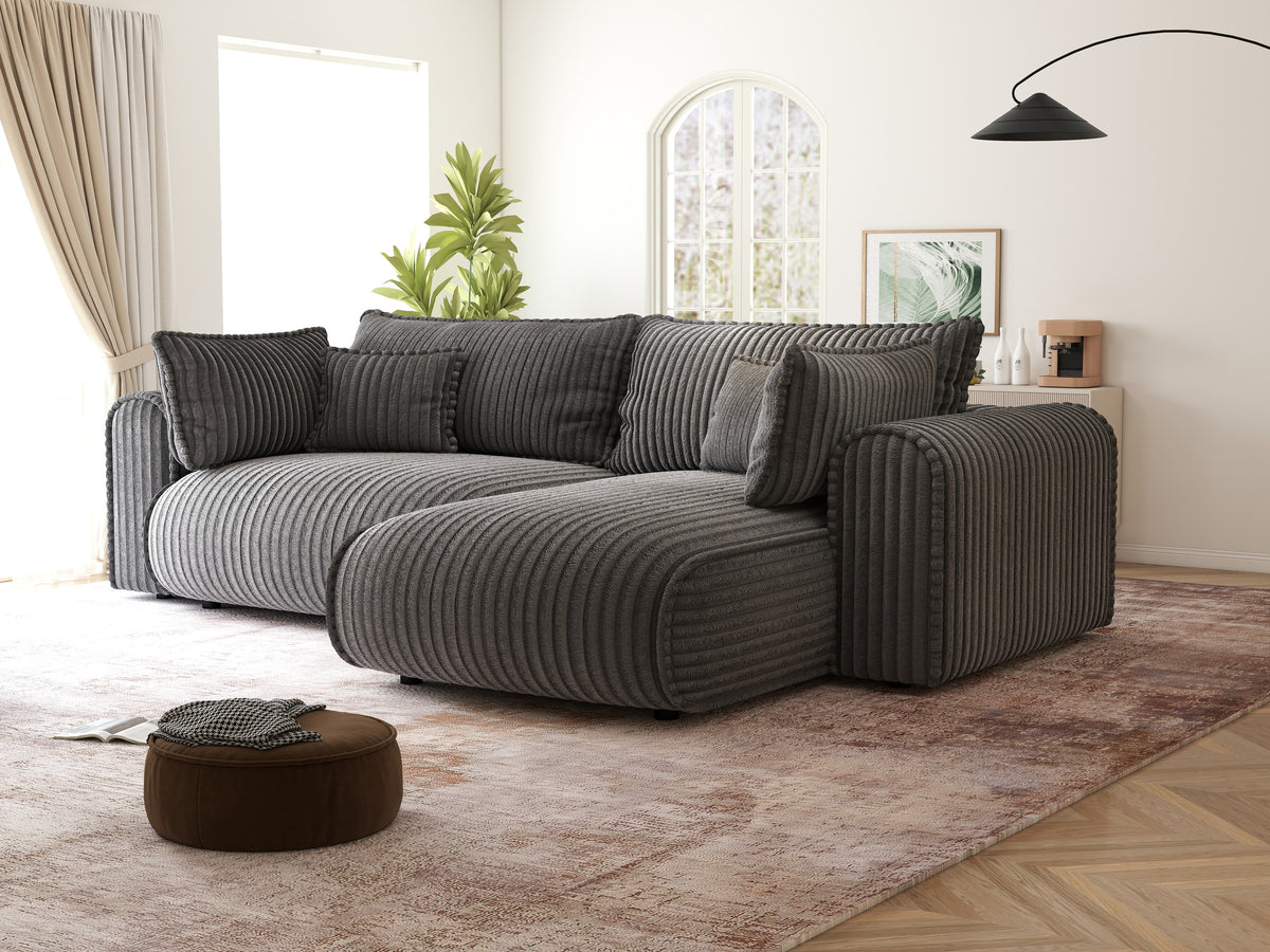 Colțar extensibil dumonde cu ladă de depozitare Monaco L Tilia Grafit II 270x190 cm