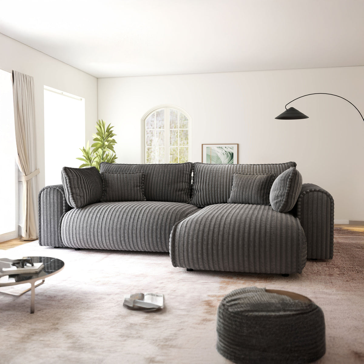 Colțar extensibil dumonde cu ladă de depozitare Monaco L Tilia Grafit II 270x190 cm