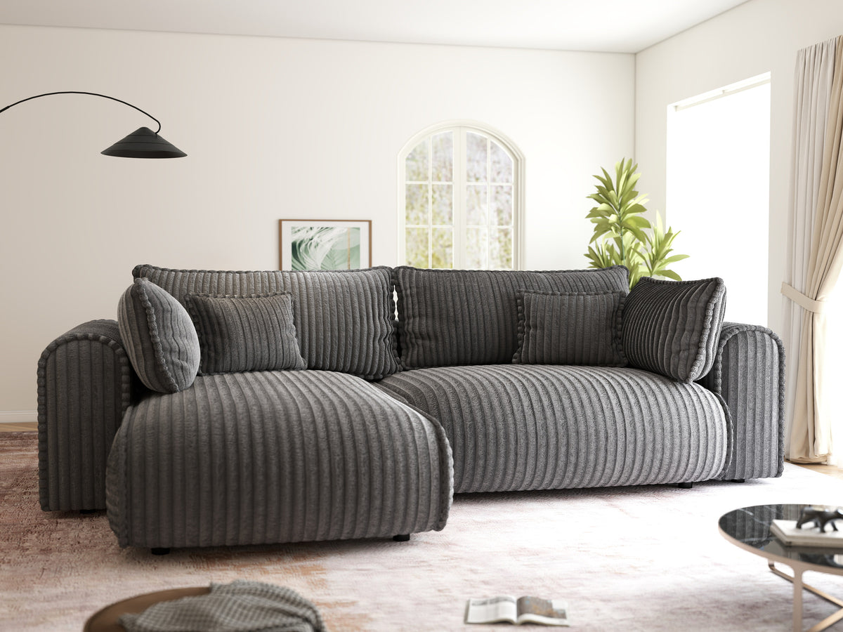 Colțar extensibil dumonde cu ladă de depozitare Monaco L Tilia Grafit 270x190 cm
