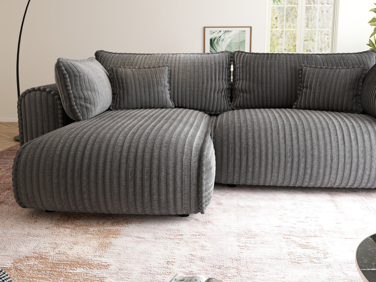 Colțar extensibil dumonde cu ladă de depozitare Monaco L Tilia Grafit 270x190 cm