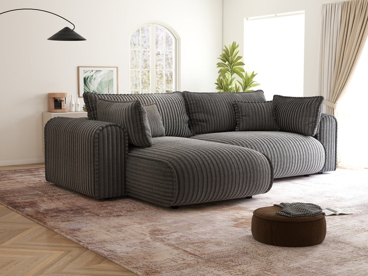 Colțar extensibil dumonde cu ladă de depozitare Monaco L Tilia Grafit 270x190 cm
