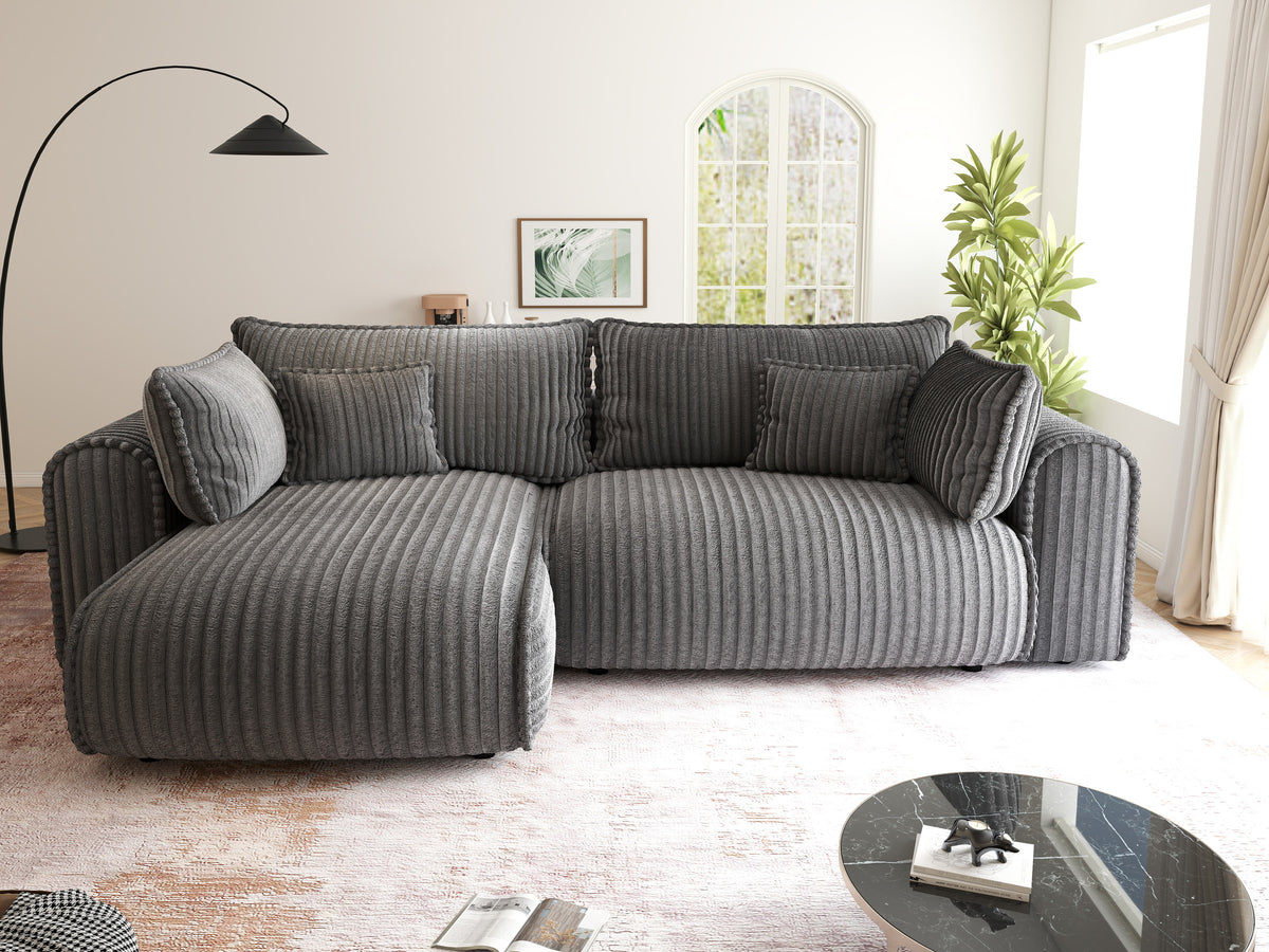 Colțar extensibil dumonde cu ladă de depozitare Monaco L Tilia Grafit 270x190 cm