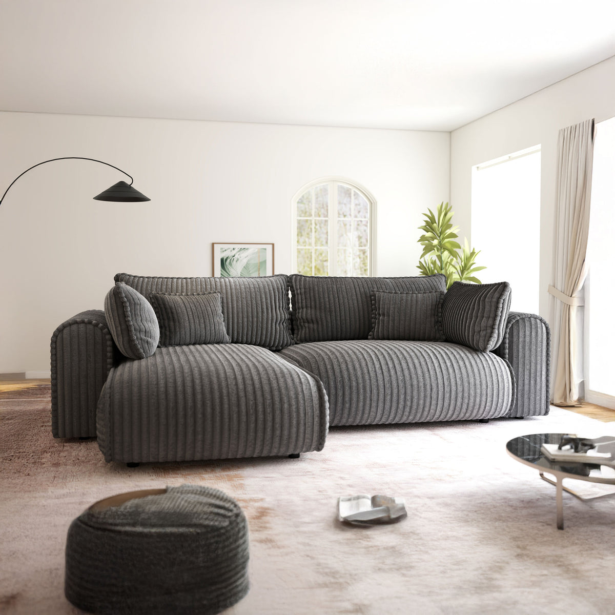 Colțar extensibil dumonde cu ladă de depozitare Monaco L Tilia Grafit 270x190 cm