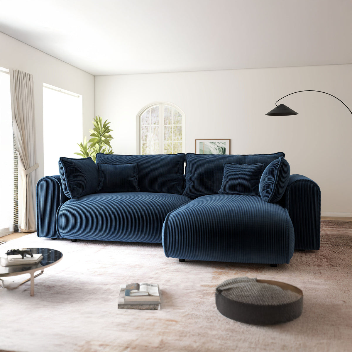 Colțar extensibil dumonde cu ladă de depozitare Monaco L Zoom Albastru II 270x190 cm