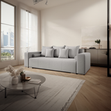 Canapea extensibilă dumonde cu ladă de depozitare si sezut confortabil din spuma HR, Marbela New Grey 245x100 cm