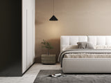 Pat dormitor dumonde, tapitat alb Madrid 180x200 cm, somiera rabatabila inclusa, spatiu depozitare WLS