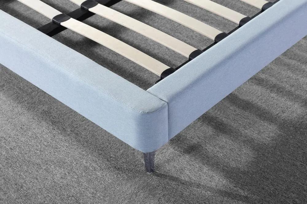 Pat dormitor dumonde, tapitat albastru, Phoenix 180x200 cm, somiera inclusa CRNB