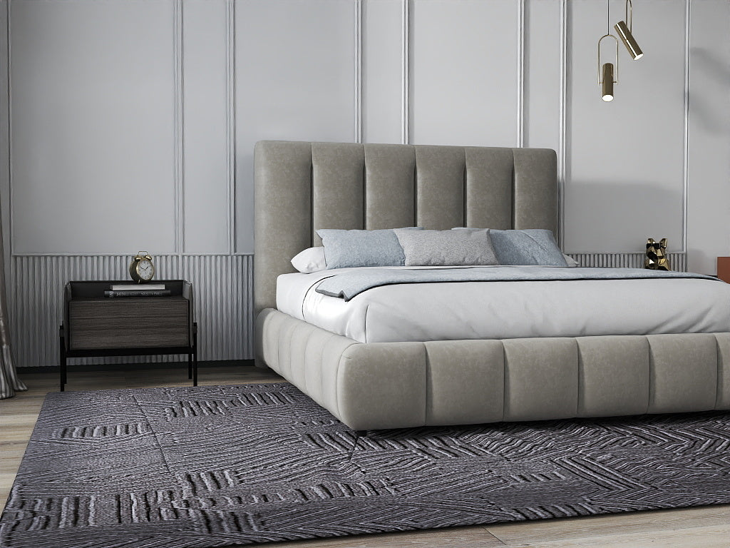 Pat dormitor dumonde, tapitat bej, Divaneo 180x200 cm, somiera rabatabila inclusa, spatiu depozitare WLS