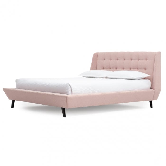 Pat dormitor dumonde, tapitat Roz, Tokyo 180x200 cm, somiera inclusa CRNB