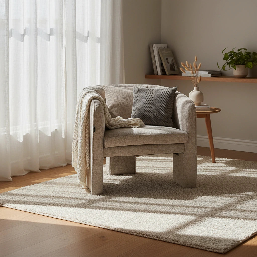 Fotoliu dumonde tapitat Bej modern Sergio 65x78cm